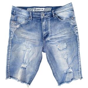 GSTR Men's Slim Fit Distressed Denim Shorts Gray Size 34